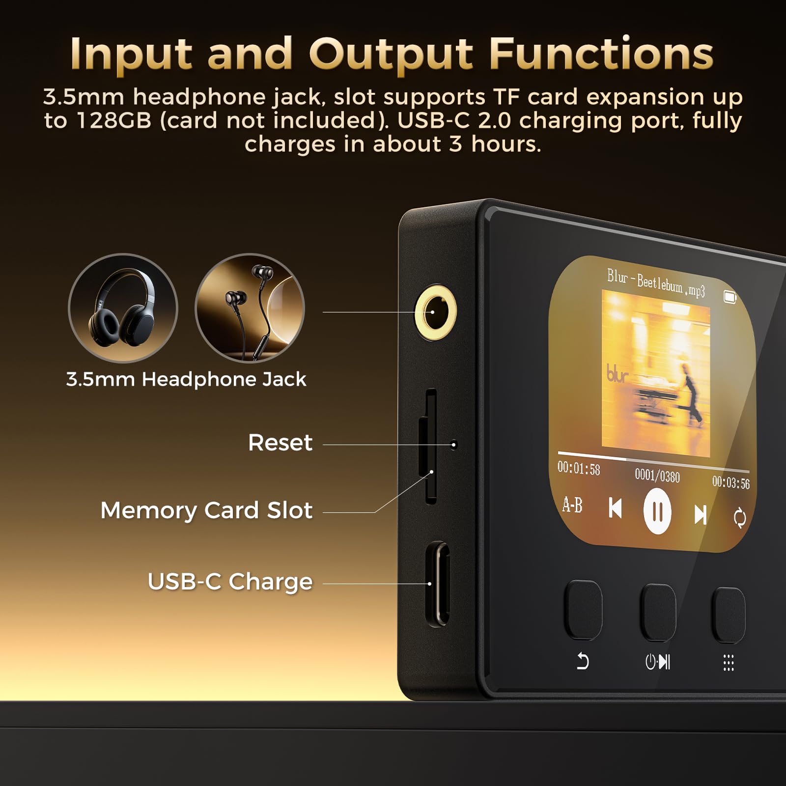 Diofox MP3プレーヤー　 M8 80gb W/ Bluetooth Amazon.com: 80GB MP3 Player with Bluetooth and WiFi, Diofox Music